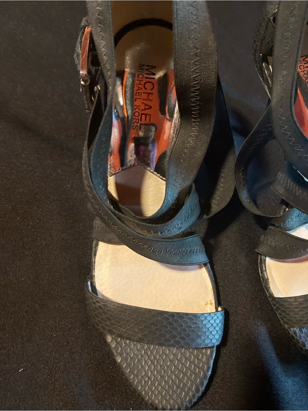 Michael Kors Black Textured Strap Sandals